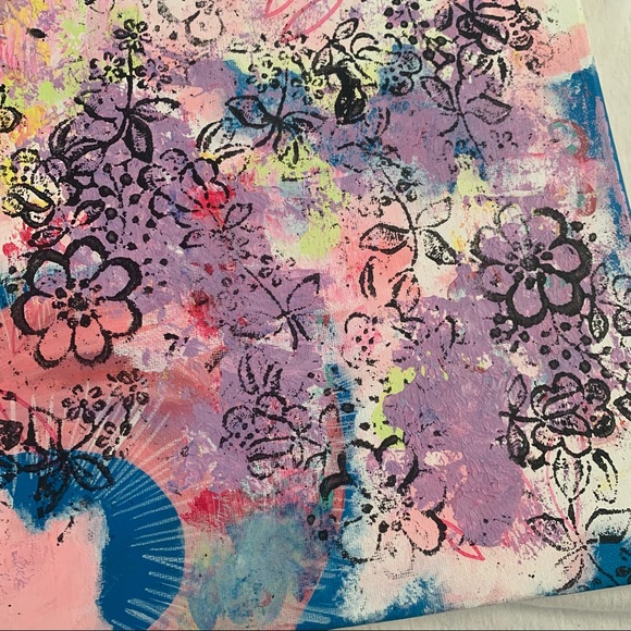 Abstract Floral Canvas Painting Original Acrylic - Picture 7 of 11